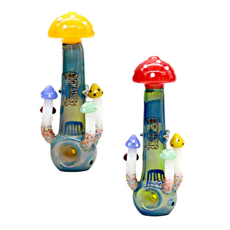 Cignature Double Shaded Mushroom Plant Handpipe (YD4267) | 5 inch | Assorted Colors product image